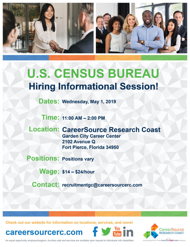 U S Census Bureau Hiring Informational Garden City Flyer