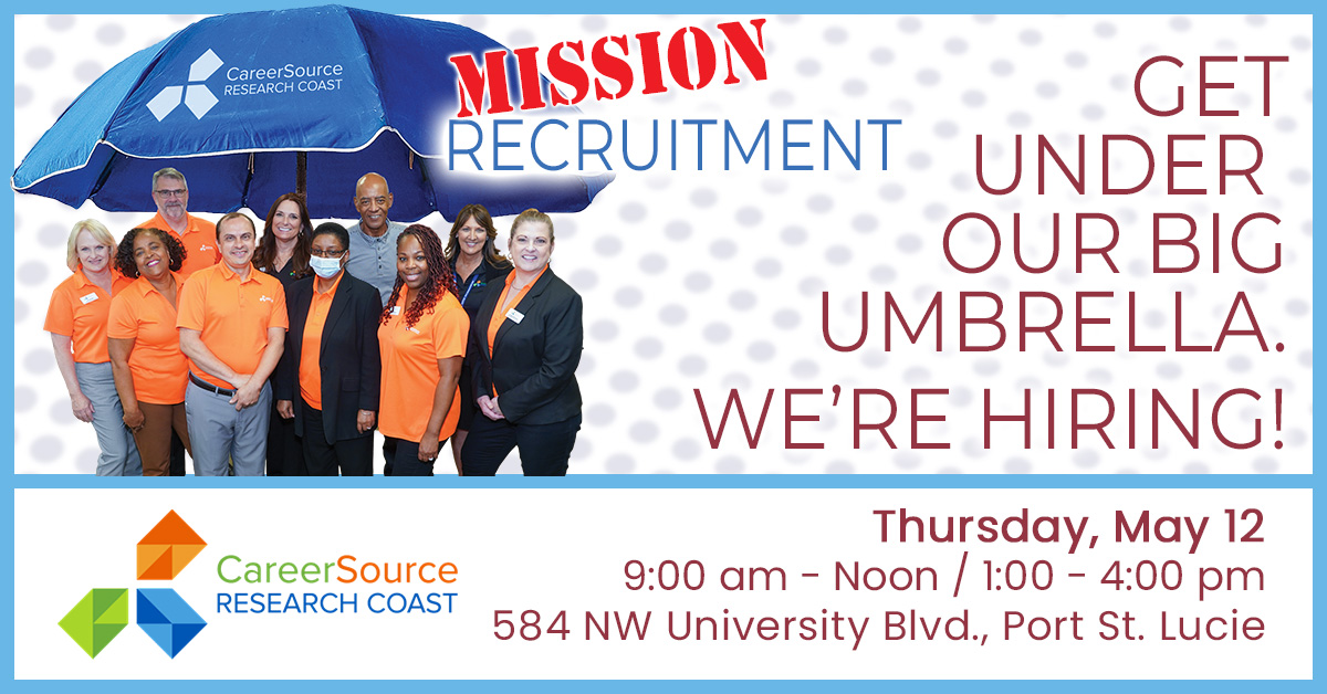 Mission Recruitment for CareerSource Research Coast hiring event.